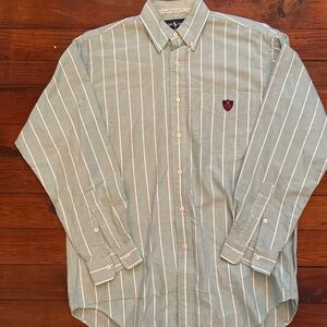 Ralph Lauren Tilden vintage crest blue and White Striped Shirt small button down